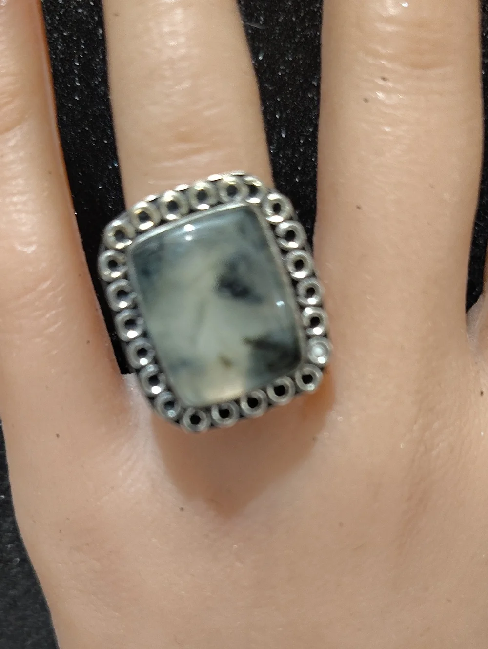 Prehnite Gemstone 925 Silver Ring - Size 7 1/4